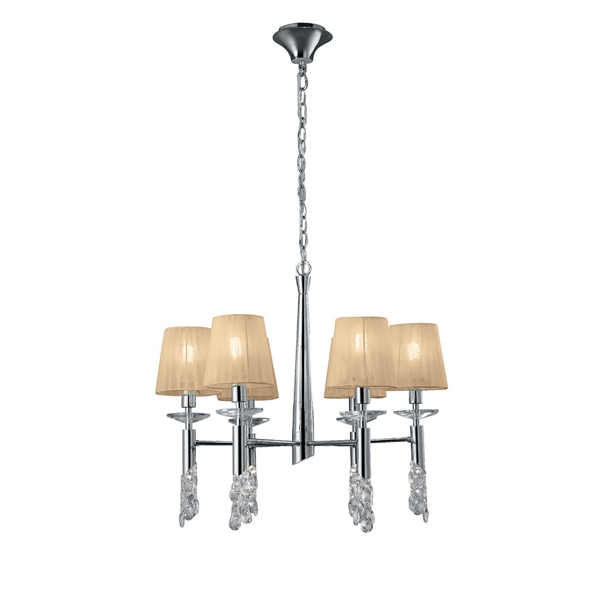 M3851 Mantra Tiffany Pendant Fitting 12 Light Polished Chrome Soft Bronze Shades Clear Crystal