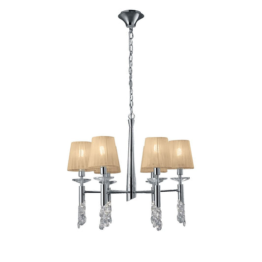 M3851 Mantra Tiffany Pendant Fitting 12 Light Polished Chrome Soft Bronze Shades Clear Crystal