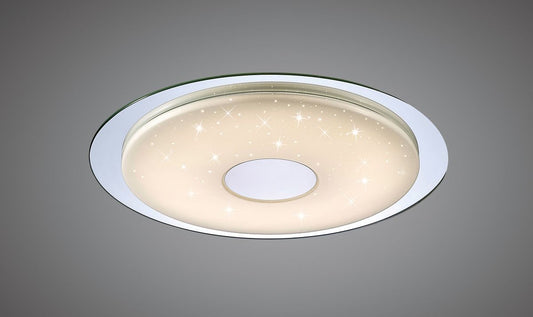 M5110 Mantra Virgin Flush 45cm Round 18W LED Tuneable 2700-6500K 1680lm Remote Silver Frosted Acrylic Polished Chrome