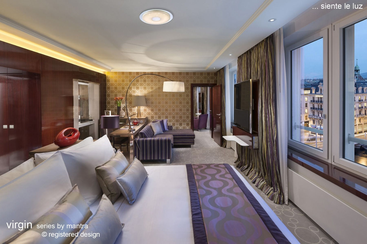 M5110 Mantra Virgin Flush 45cm Round 18W LED Tuneable 2700-6500K 1680lm Remote Silver Frosted Acrylic Polished Chrome