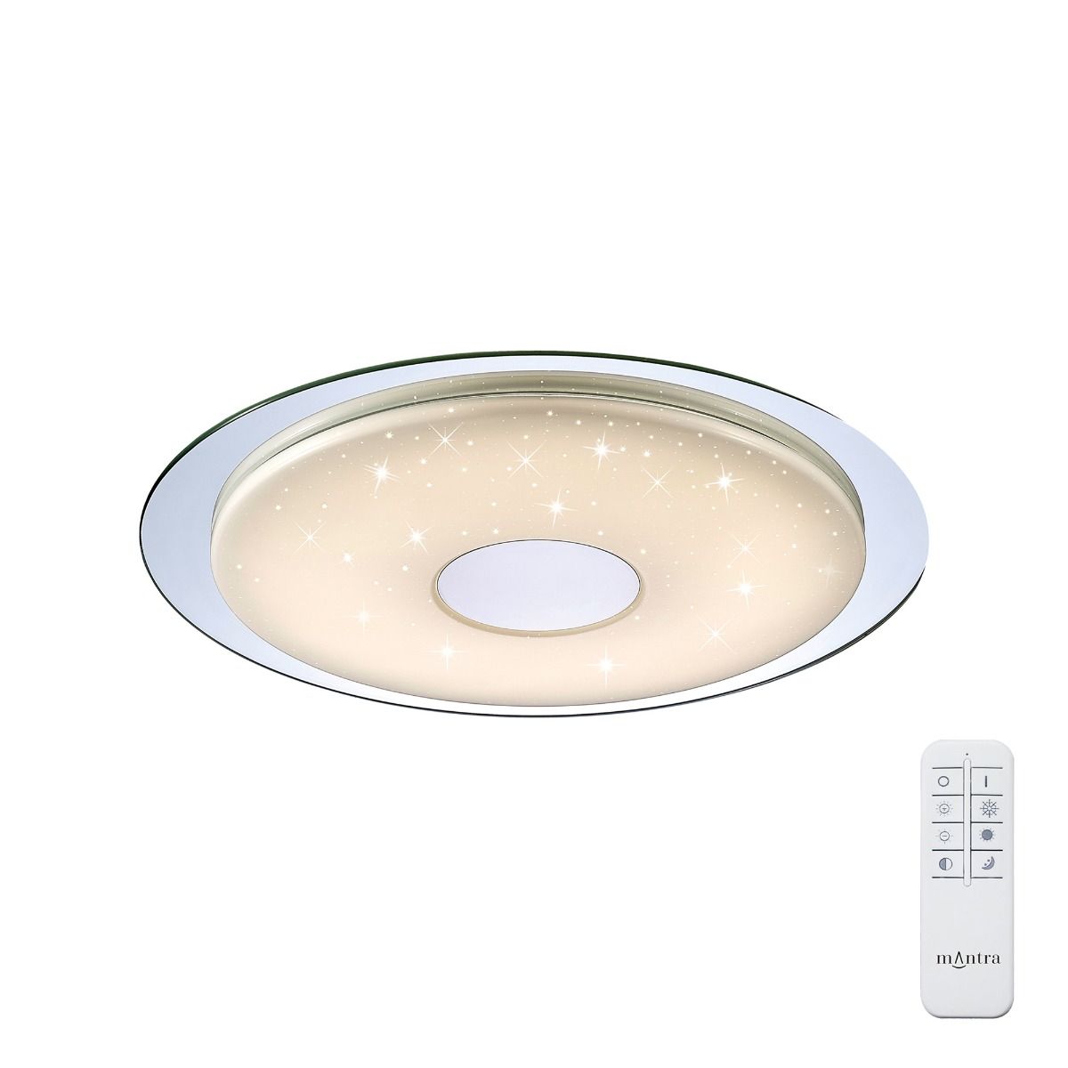 M5110 Mantra Virgin Flush 45cm Round 18W LED Tuneable 2700-6500K 1680lm Remote Silver Frosted Acrylic Polished Chrome